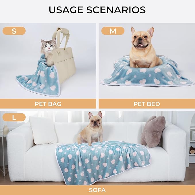 1 Pack 3 Blankets Super Soft Cute Dot Pattern Pet Blanket Flannel Throw for Dog Puppy Cat Purple/Pink/Cyan Small