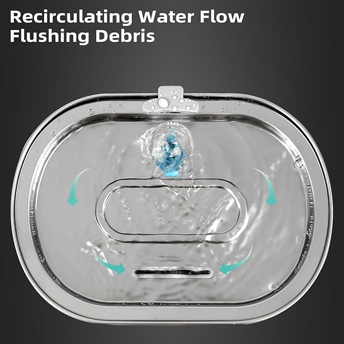 Cat Water Fountain Stainless Steel 3.2L/108oz Capacity, Automatic Pet Water Dispenser with Quiet Pump, and Dishwasher Safe Design for Cats, Dogs(Cat Fountain + 1 Filter + 1 Sponges)