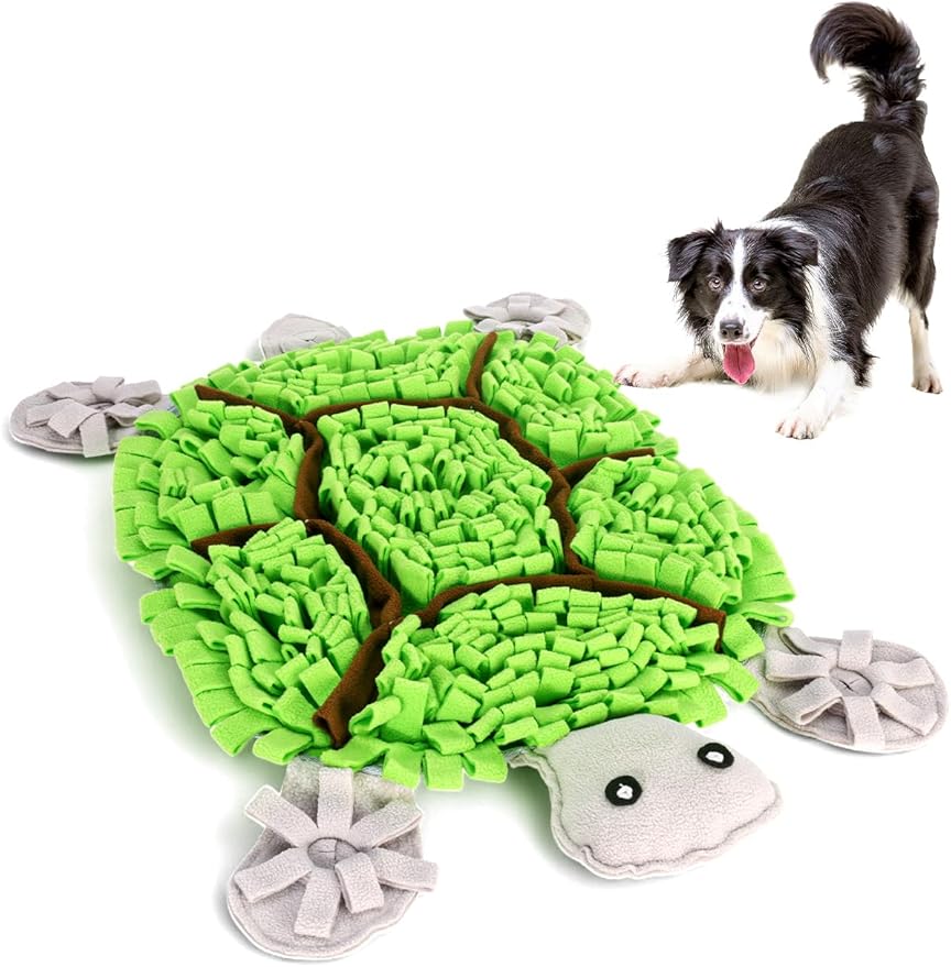 Snuffle Mat for Dogs, Turtle Design 28.8''×22.8 ''Inch Large Snuffle Mat for Dogs, Slow Feeder Dog Food Mat, Mental Stimulation Enrichment Puzzle Feeder Dog Toy for Anxiety Relief (Green)