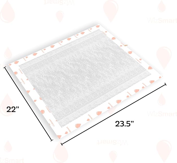 WizSmart Essentials Large Dog Pads, 23.5" x 22", Extra Absorbent Puppy Training Pads, Indoor Potty Pads, Leakproof Gel Pads for Small Dogs, Crate, House, Travel, Eco-Friendly, Non-Slip - 100 Count