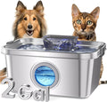 Cat & Dog Water Fountain, 2 Gallon 304 Food Grade Stainless Steel Pet Water Fountain, Ultra Quiet Dog Water Bowl Dispenser, Safety Lock, 3 Replacement Filters, Smart Water Pump Protection