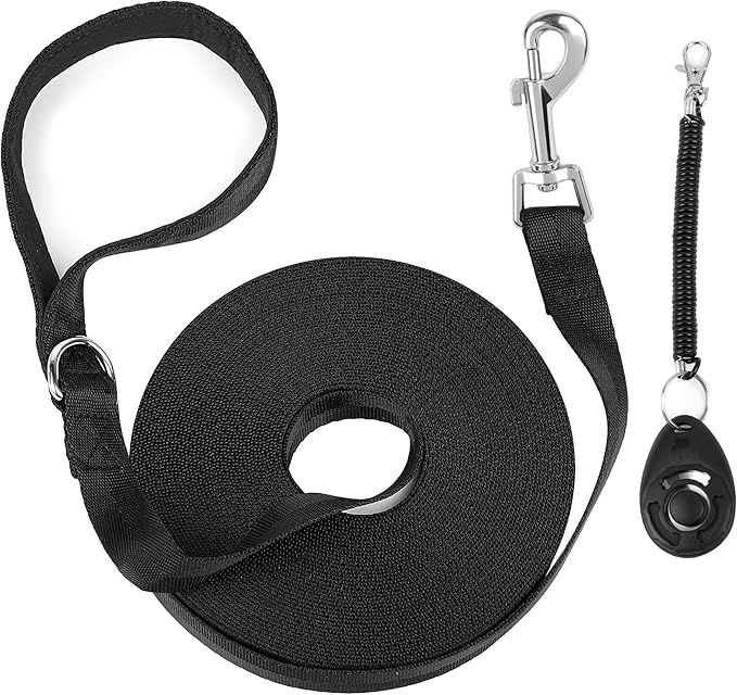 Prime Pets Long Dog Leash 30 Feet, Dog Accessories 30 Ft Long leashes for Dogs, Training Leash with Pet Obedience Recall Training Clicker for Dogs and Puppy