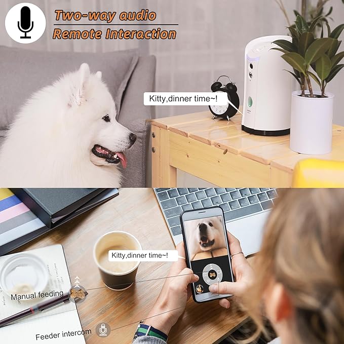 Petalk AI Dog Camera Automatic Treat Dispenser, 5G&2.4G WiFi HD Pet Camera, Remote Treat Tossing