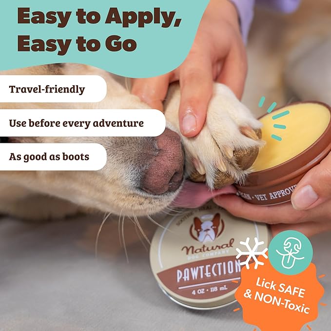 Natural Dog Company PawTection Balm for Dogs, Dog Paw Protector, Moisturizing Dog Paw Balm for Dry, Cracked Pad, Protects Paw from Extreme Weather, Paw Lotion for Allergies & Itching (0.15 oz Stick)