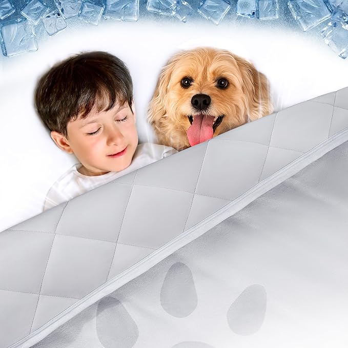 KASBAH Dog Cooling Blanket & Mat, Waterproof Pet Blankets for Couch, Bed and Car Seat, Washable Reversible Dog Blanket Throw (Cool & Warm), Q-MAX >0.5, 40 x 56 Inch