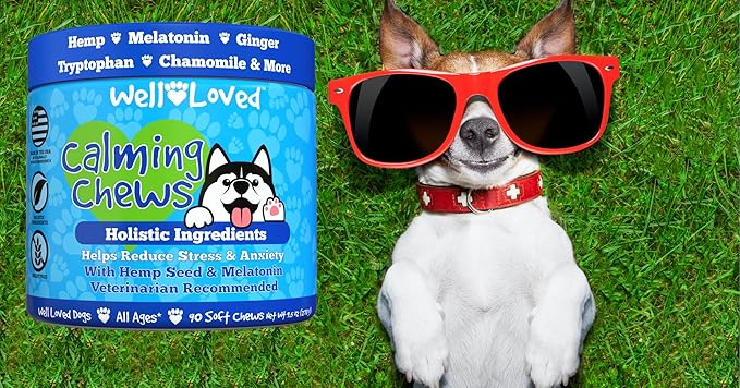 Calming Chews for Dogs - Dog Calm Treats, Made in USA, Vet Developed, Behavior Support, Stress, Separation, Fireworks, Travel, Melatonin, Natural & Holistic, 90 Count