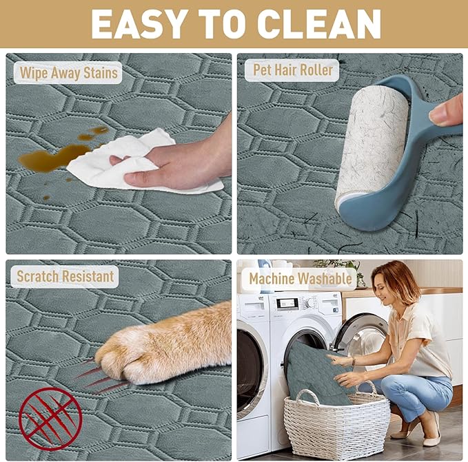 ZNSAYOTX Ultimate Cozy Blankets (82"x82") 100% Waterproof Bed Mat Blanket for Dog Pets, Couch Sofa Protector with Non-Slip Back Washable Durable, Pee Scratch Proof Easy to Clean (Dark Grey)