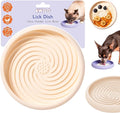 Awoo Lick Dish Silicone Dog & Cat Lick Mat & Slow Feeder with Suction Cups, Non-Slip, Dishwasher Safe, Extend Mealtime, Reduce Anxiety (Cream)