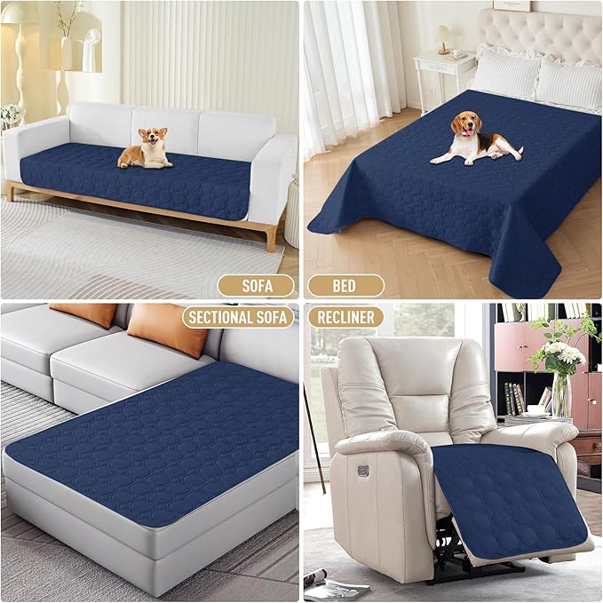 ZNSAYOTX Ultimate Cozy Blankets (68"x82") 100% Waterproof Bed Mat Blanket for Dog Pets,Couch Sofa Protector with Non-Slip Back Washable Durable, Pee Scratch Proof Easy to Clean (Navy Blue)