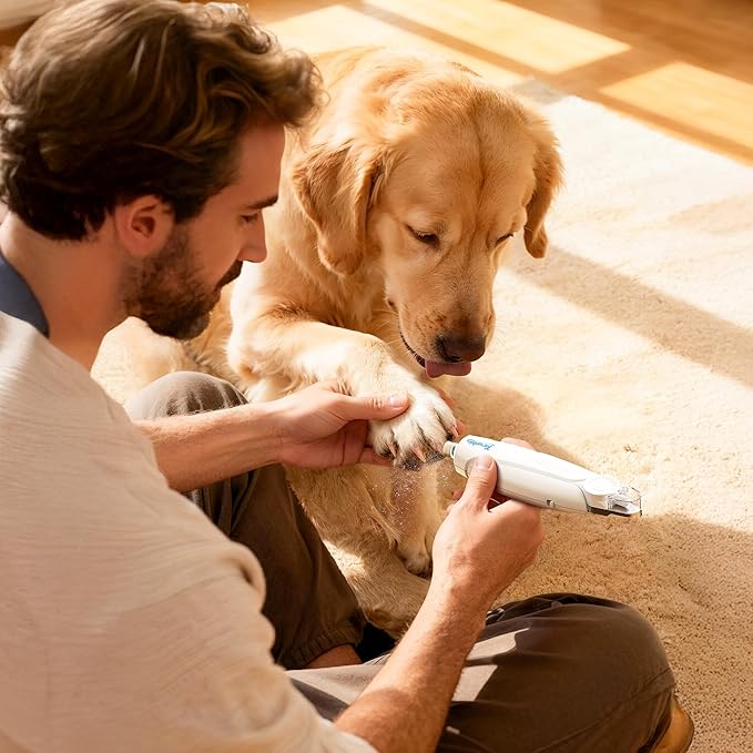 2-in-1 Dog Nail Clippers & Dog Nail Trimmers for Small Medium Large Dogs Cats Pets with Spash Guard, Nail Clipper for Dogs Quiet, USB Rechargeable, Dog Nail Clippers with 2 LED Large Light