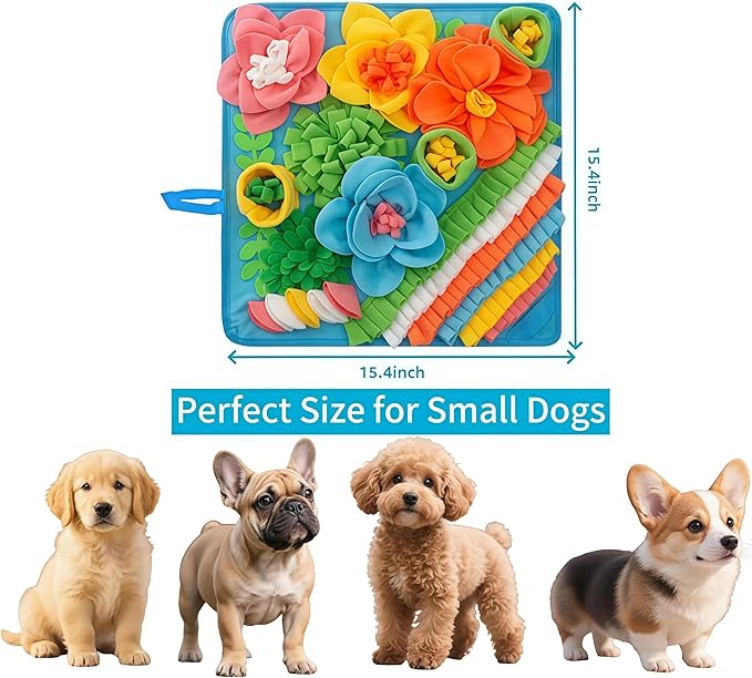 Snuffle Mat for Small Dogs Cats - Dog Snuffle Mat for Slow Feeder, Reduce Boredom, Fun Foraging Mats for Small Medium Dog, Cat, Rabbit, Puppy Sniff Mats for Dogs 15.4in Blue