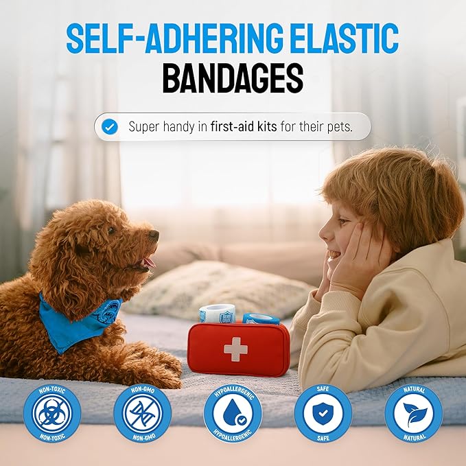 SILVER GRADE Wrap Self Adhesive Bandages 6 Rolls for Horses - 2 Inch Cohesive Pet Wrap for Dogs & Cats - Flexible & Durable First Aid Tape