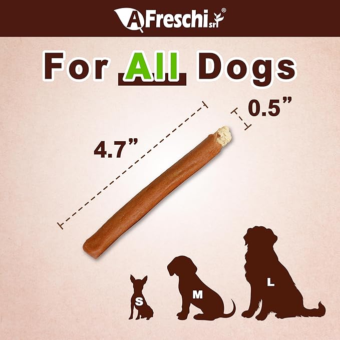 A Freschi srl Chicken Dog Treats, All Natural, Healthy & Easily Digestible, Grain-Free Puppy Chews, Low-Fat, Human Grade Training & Rewards Dog Snacks, Rice Sticks, 24 oz Pack