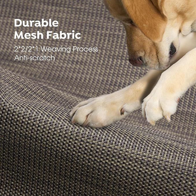 Veehoo Original Outdoor Elevated Dog Bed, Cooling Raised Dog Cot for Medium Dogs, Portable Standing Pet Hammock Platform with Washable Breathable Mesh, No-Slip Feet, Medium, Brown, CWC2201