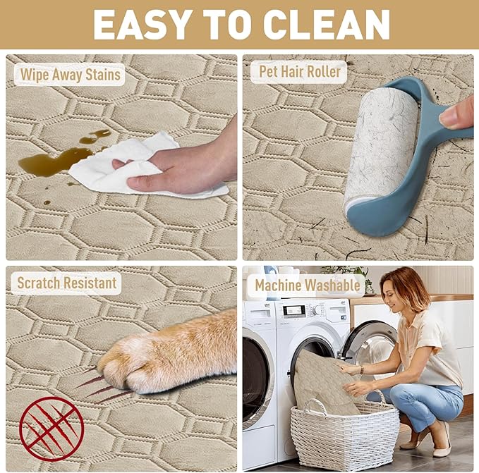 ZNSAYOTX Ultimate Cozy Blankets (82"x82") 100% Waterproof Bed Mat Blanket for Dog Pets, Couch Sofa Protector with Non-Slip Back Washable Durable, Pee Scratch Proof Easy to Clean (Khaki)