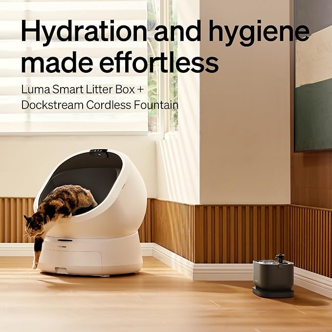 Bundle of PETLIBRO Upgrade Luma Automatic Cat Litter Box + Cordless Cat Water Fountain, AI Camera Waste Analysis, Triple Safety Protection Self Cleaning Litter Box, Odor Control in-App Usage Tracking