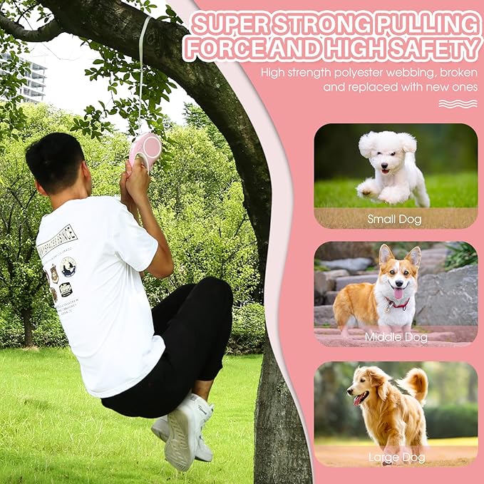 Upgraded Retractable Dog Leash with Chew Proof Cable and Poop Bag Dispenser, 16Ft Heavy Duty Dog Leash for Small Medium Large Dogs up to 120lbs, 360° No Tangle