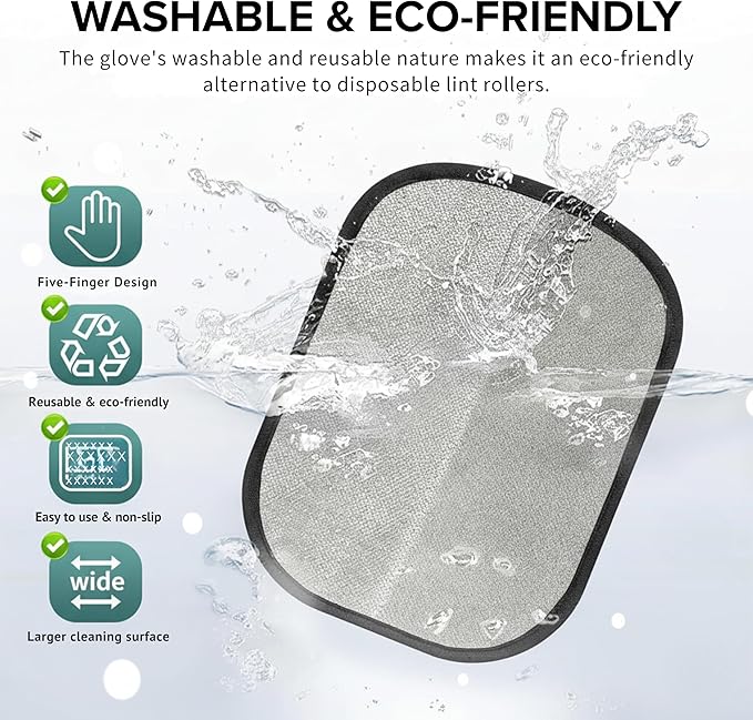 SHAZORY 2PCS Pet Hair Removal Glove for Cats and Dogs - Electrostatic Pet Hair Remover Glove | Reusable Brush Pet Hair Remover for Couch, Carpet, Car Seat & Laundry