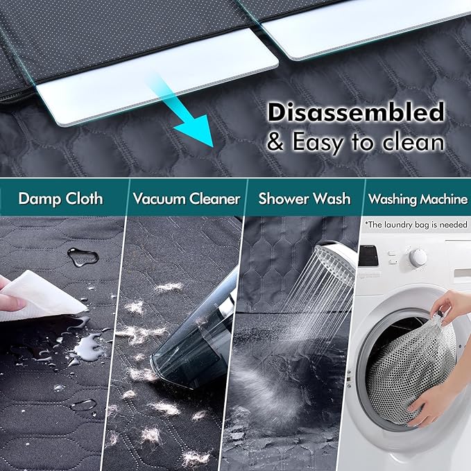 Back Seat Extender for Dogs-Supports 400lb,Waterproof Dog Car Seat Cover Hard Bottom-Detachable,600D Heavy Duty Scratch Proof Nonslip Soft,Dog Hammock for Car,SUVs