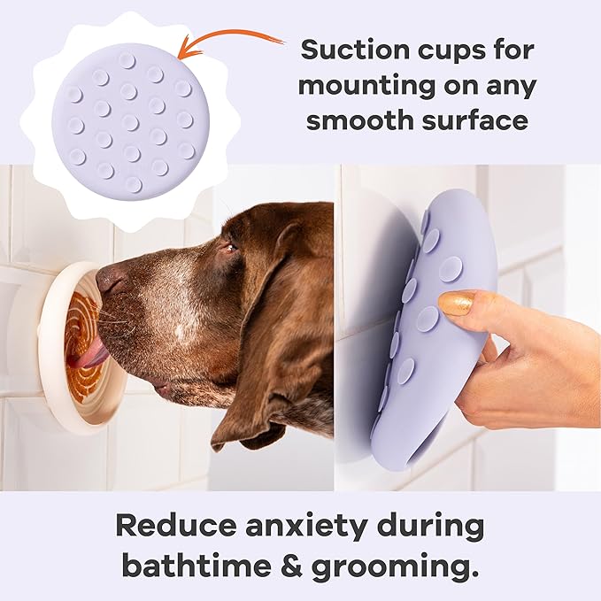 Awoo Lick Dish Silicone Dog & Cat Lick Mat & Slow Feeder with Suction Cups, Non-Slip, Dishwasher Safe, Extend Mealtime, Reduce Anxiety (Periwinkle)