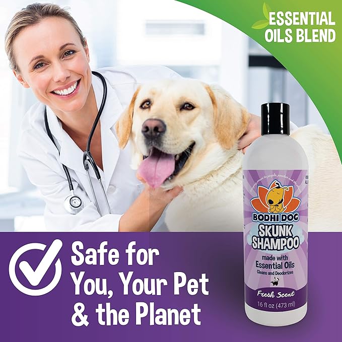 Bodhi Dog Skunk Shampoo | Skunk Smell Odor Remover Cleans & Deodorizes Using Essential Oils for Dogs & Cats | Made in USA | 16oz (473ml)