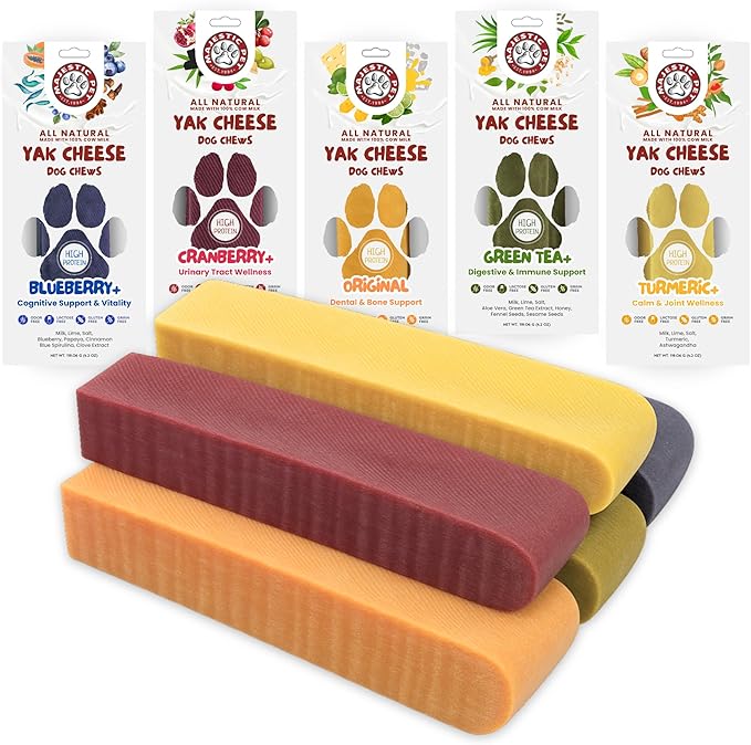 Majestic Pet Himalayan All-Natural Yak Style Cheese Dog Chews Made w/ 100% Cows Milk- Long Lasting Dental Chew for Dogs - Healthy Pet Treats w/Beneficial Ingredients (Variety Pack, Large, 5 Pack)