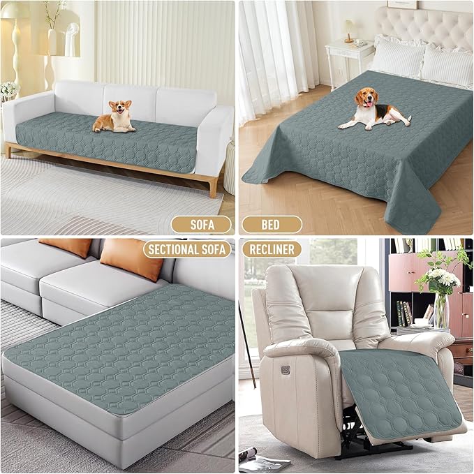 ZNSAYOTX Ultimate Cozy Blankets (82"x102") 100% Waterproof Bed Mat Blanket for Dog Pets, Couch Sofa Protector with Non-Slip Back Washable Durable, Pee Scratch Proof Easy to Clean (Dark Grey)