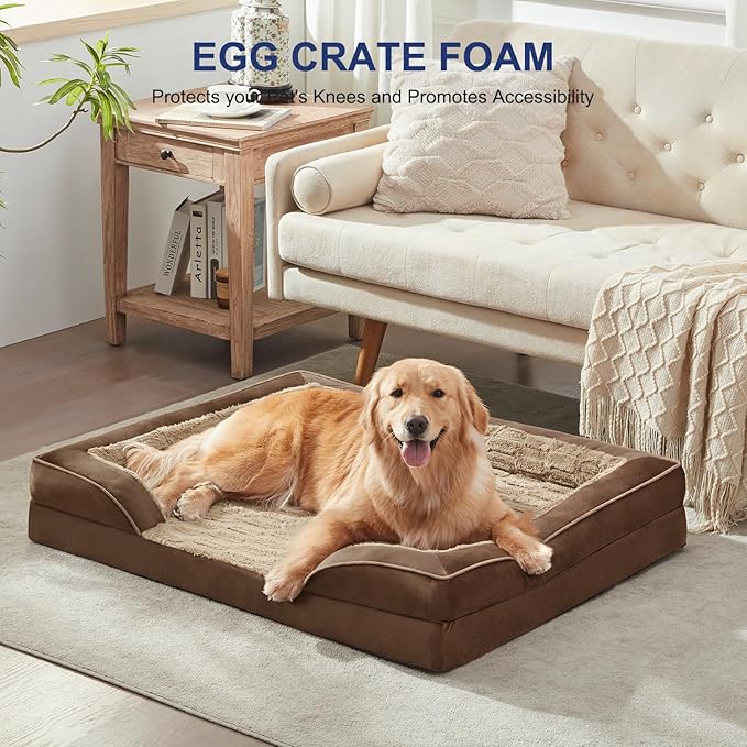 FURTIME Orthopedic Bed for Large Dogs, XL Washable Dog Beds Large Sized Dog, Comfy Supportive Foam Pet Couch Bed with Removable Washable Cover, Waterproof Extra Large Sofa Bed Foam and Nonskid Bottom