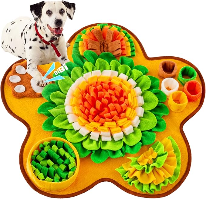 Snuffle Mat for Dogs, Pet Snuffle Mat for Small and Medium Dogs, Interactive Sniff Mat Feeding Mat for Puppies, Slow Feeder Dog Treat Mat for Training and Stress Relief (Bone Shape) (Green, One Size)