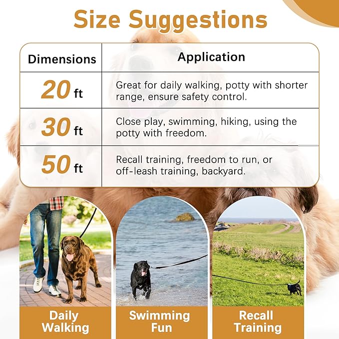 Prime Pets Long Dog Leash 30 Feet, Dog Accessories 30 Ft Long leashes for Dogs, Training Leash with Pet Obedience Recall Training Clicker for Dogs and Puppy