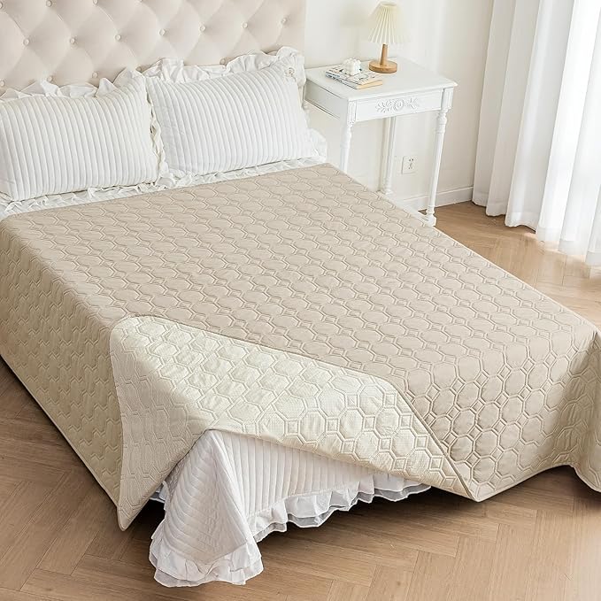 ZNSAYOTX Ultimate Cozy Blankets (82"x82") 100% Waterproof Bed Mat Blanket for Dog Pets, Couch Sofa Protector with Non-Slip Back Washable Durable, Pee Scratch Proof Easy to Clean (Khaki)