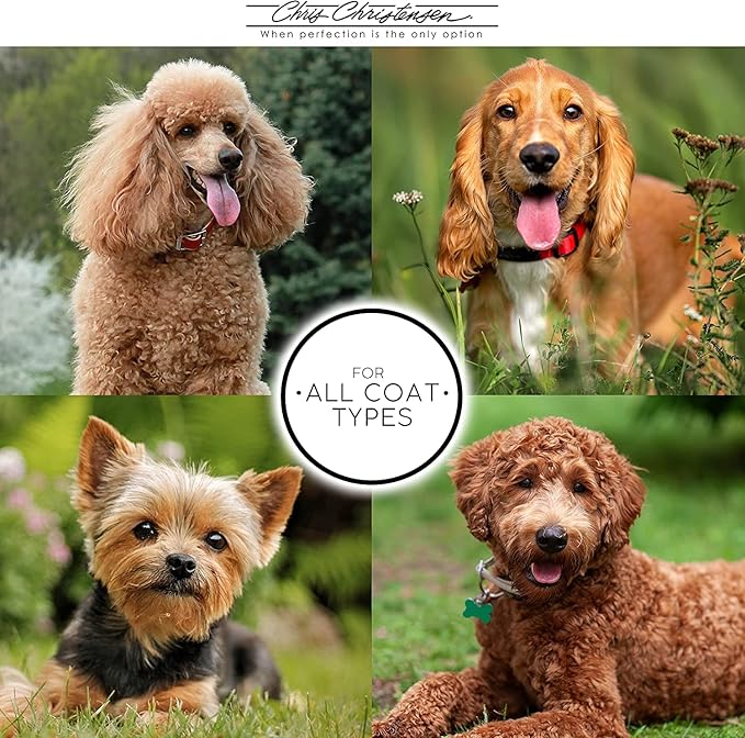 Chris Christensen Slicker Brush for Dogs, Groom Like a Professional, Ideal For All Coat Types, Remove Shedding Coat, Tangles and Dead Undercoat, 17 mm Stainless Steel Pins, Medium