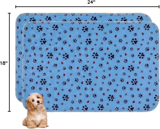 Washable Pee Pads for Dogs,2 Pack Large 18"x24" Super Absorbent Reusable Puppy Pads,Non-Slip 100% Waterproof Dog Pee Pads,Pet Training Pads for Couch, Crate, Potty Training,Floor - Mychampaw