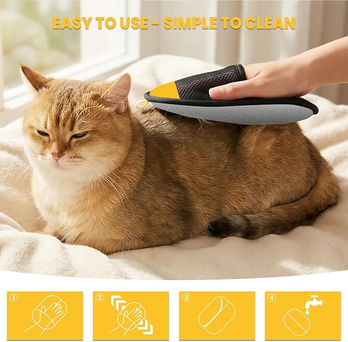Pet Hair Removal Glove, 2026 Newly Upgraded Electrostatic Pet Hair Remover Glove with Comb,Pet Massage Tool,Pet Hair Remover Tool for Cats & Dogs,Couch,Curtain, Clothing, Carpet, Car Seat(2pcs)