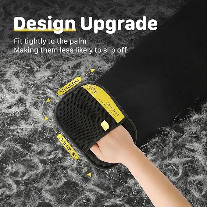 Electrostatic Pet Hair Remover Glove, Teal Mesh Fabric and Black, Reusable Dog Cat Hair Removal Tool for Furniture, Clothing, Car Seats (2 Pack)