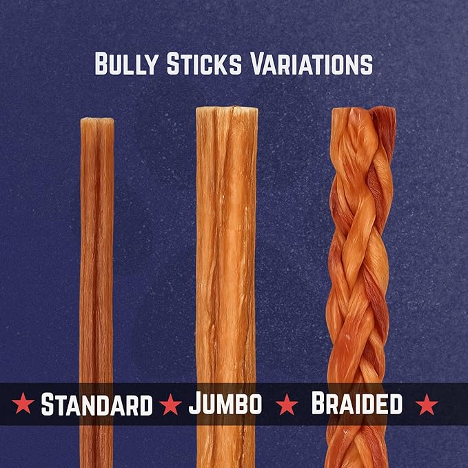 Devil Dog Pet Co. Bully Sticks – 6 Inch, 5 Pack, Standard Sized Dog Chews, 100% Natural, Single Ingredient, Free-Range Grass-Fed Beef – Long Lasting, Rawhide-Free Treats for Dogs