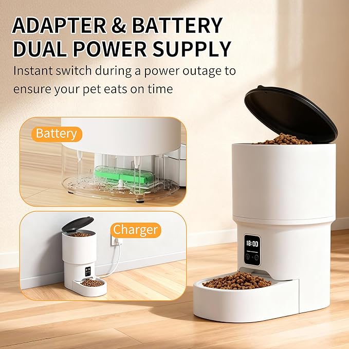 RPZ Automatic Cat Feeder and Water Dispenser Set, Auto Cat Feeder with Timer, Large Capacity Cat Food Dispenser Automatic,Easy Clean Automatic Feeder for Cats – Ideal for Busy Pet Owners