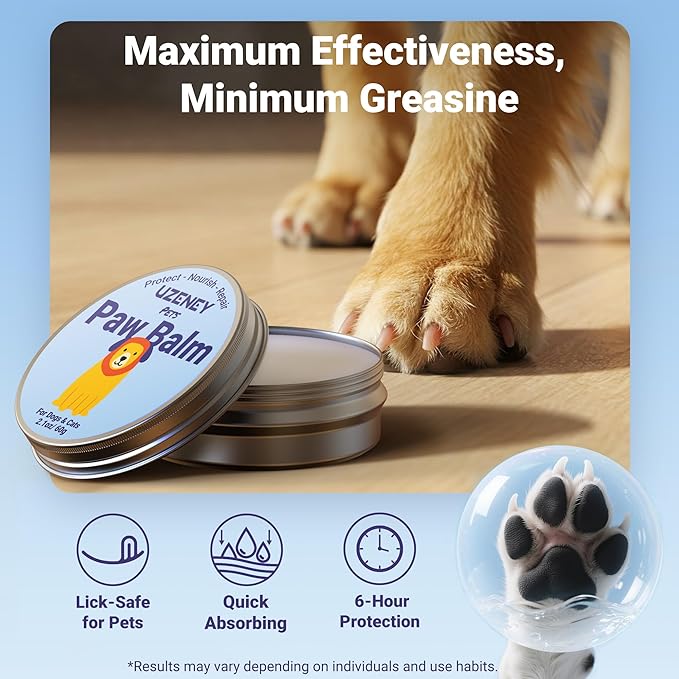 Lick-Safe Dog Paw Balm & Nose Balm, 2.1 oz | Natural Dog Balm with Coconut Oil for Dry Nose, Cracked Paws | Cat Paw Wax and Moisturizer, Nose Butter, Snout Soother | Winter Protection