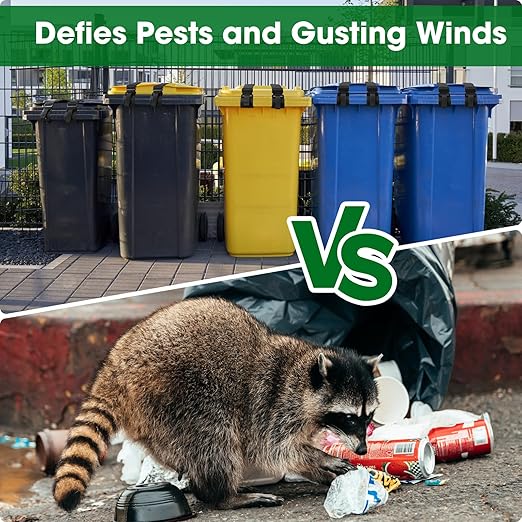 1 Pcs Trash Can Lock for Animals Secure Garbage Can Lid Straps Adjustable Heavy Duty Outdoor Bins, Bear/Raccoon/Dog Proof