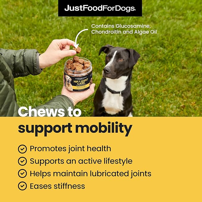 Just Food for Dogs Hip and Joint Supplement for Dogs, Human Grade Glucosamine Chondroitin Dog Supplements, Multivitamin Soft Chews, Omega 3 Oil, Superfood Blend, Plant Based Dog Vitamins - 45 Count 3