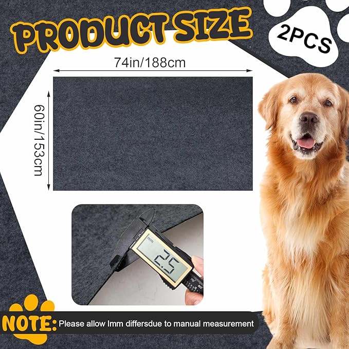 2 Pack Extra Large 60"x74" Reusable Dog Mat Jumbo Waterproof Absorbent Non-Slip Pee Pads Machine Washable Playpen Mat for Training, Whelping, Incontinence, Crate/Kennel Use (Dark Grey) Shinylin