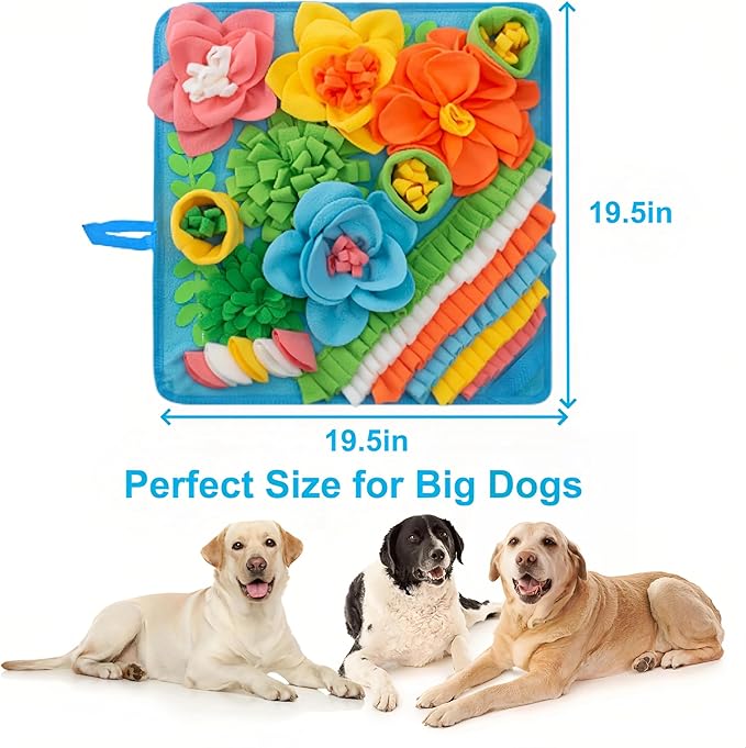 Snuffle Mat for Large Dogs - Dog Snuffle Mat for Slow Feeder, Reduce Boredom, Fun Foraging Mats for Medium Large Dog Sniff Mats for Dogs 19.5in Blue