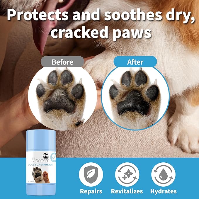 Mooncat Cat Paw Balm – Cat-Specific Paw & Nose Moisturizer for Dry Cracked Pads, Fast Absorbing Lick Safe Natural Botanical Care, Non Greasy Fragrance Free Protection & Repair - 2oz (60ml)