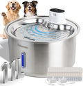 2.8Gal/11L Cordless Dog Water Fountain for Large Dogs, Petsamuse 5000mAh Battery Operated Stainless Steel Dog Fountain Water Bowl with 2 Quiet Pumps Wireless Pet Water Fountain with 15 Filters