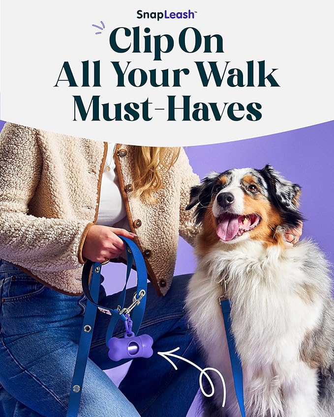 Hands-Free Dog Leash Training Running Snapleash, Waist & Shoulder Lead for Walking, Traffic Lead, Dual Pet Leash Adjustable for Large, Medium and Small Dog Breeds (Blue, Large (1in x 7.5ft))