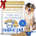 Native Pet Bone Broth for Dogs - Made with Real Beef Bone Broth, Dog Food Toppers for Picky Eaters - Provides Extra Hydration & Nutrition for Joint Strength, Immunity & Heart Health-48 Scoops