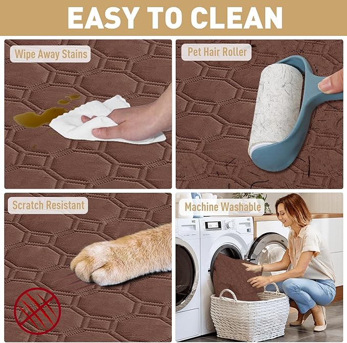 ZNSAYOTX Ultimate Cozy Blankets (52"x82") 100% Waterproof Bed Mat Blanket for Dog Pets, Couch Sofa Protector with Non-Slip Back Washable Durable, Pee Scratch Proof Easy to Clean (Coffee)