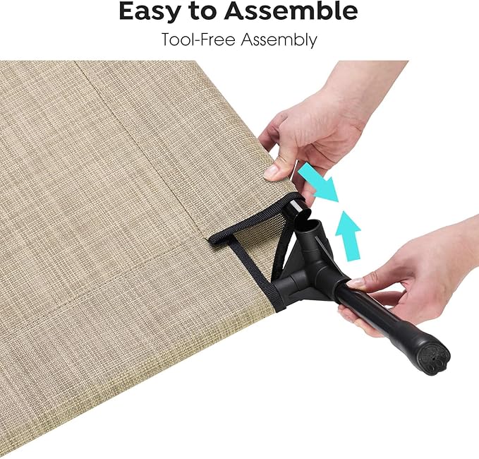 Veehoo Outdoor Elevated Dog Bed Large Sized Dogs, Extra Large Cooling Raised Dog Cots Beds Training Platform Off Ground Hammock with Breathable Mesh, No-Slip Feet, 45"x33", Beige Coffee