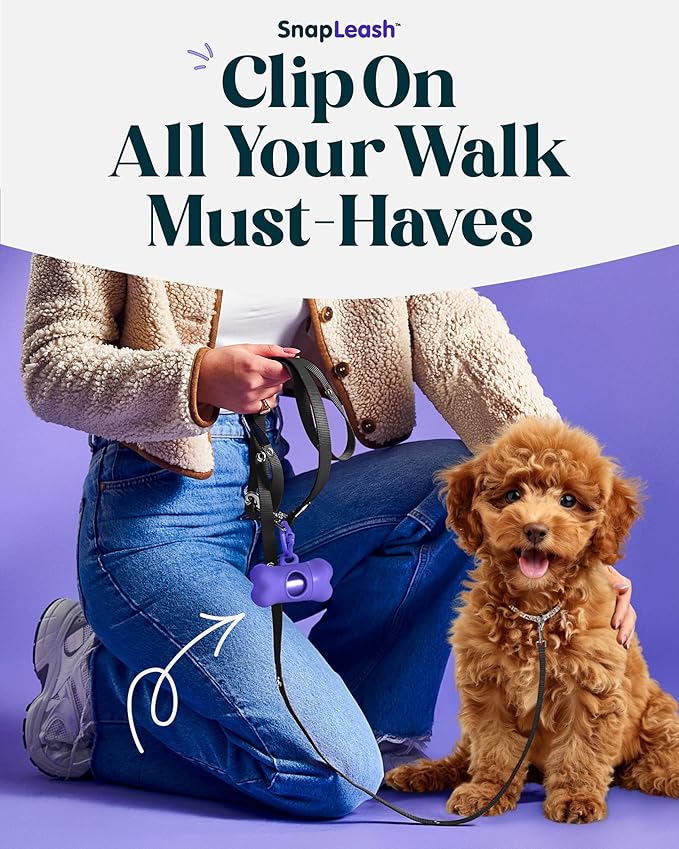 Hands-Free Dog Leash Training Running Snapleash, Waist & Shoulder Lead for Walking, Traffic Lead, Dual Pet Leash Adjustable for Large, Medium and Small Dog Breeds (Black, Small (5/8in x 7.5ft))