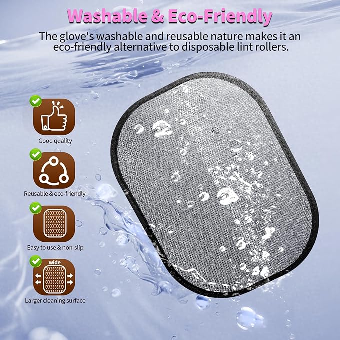 Pet Hair Removal Glove for Dogs & Cats, Newly Upgraded Reusable Electrostatic Pet Hair Glove, Pet Hair Remover Tool for Clothing, Couch, Bed, Carpet, Car Seat（Pink）